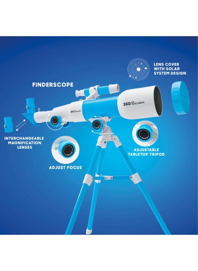 Discovery™ # MINDBLOWN STEM Toy Telescope with Adjustable Tripod, View Object 60x Closer, for Astronomy Beginners 6+ Years - Image 3
